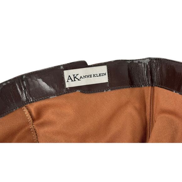 Anne Klein Mid Calf Leather Boots High Heel Brown Modern Classic Size 8M Luxury - Picture 14 of 15